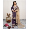 Generic Women's Silk Embroidered 3/4th Sleeve Round Kurti With Palazzo Pant and Dupatta Set (Purple) Generic Women's Silk Embroidered 3/4th Sleeve Round Kurti With Palazzo Pant and Dupatta Set (Purple)