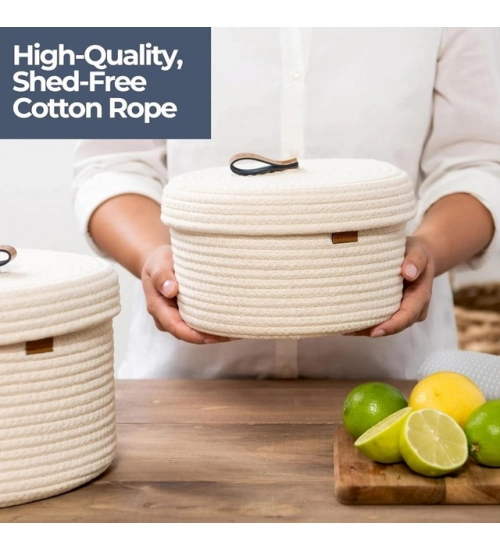 Generic Cotton 2 Pcs Set Roti Box Storage Basket With Lid (White)