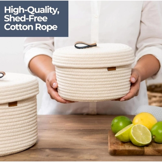 Generic Cotton 2 Pcs Set Roti Box Storage Basket With Lid (White) Generic Cotton 2 Pcs Set Roti Box Storage Basket With Lid (White)