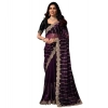 Generic Women's Net Sequence Saree With Unstitched Blouse 5.5Mtr (Wine)
