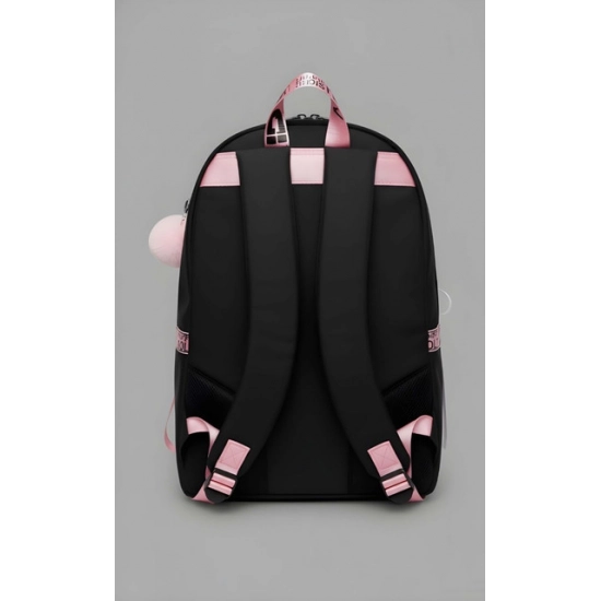 Unisex PU Leather Solid Medium Zipper Backpack (Black)
