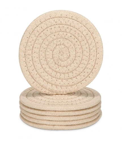 Generic Cotton Rope Drink Coasters 6 Pcs Set (Cream)