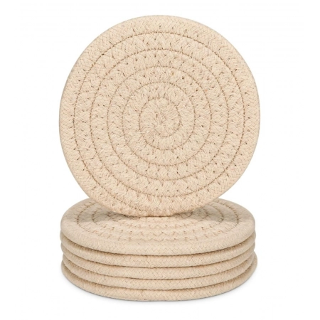 Generic Cotton Rope Drink Coasters 6 Pcs Set (Cream) Generic Cotton Rope Drink Coasters 6 Pcs Set (Cream)