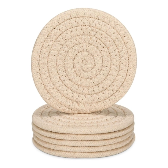 Generic Cotton Rope Drink Coasters 6 Pcs Set (Cream) Generic Cotton Rope Drink Coasters 6 Pcs Set (Cream)