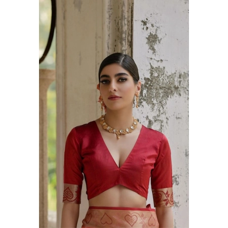 Generic Women's Silk_Blend Ethnic Ikat Pattern Saree With Unstitched Blouse 5.5Mtr (Cream)