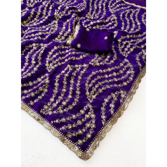 Generic Women's Satin Embellished Saree With Unstitched Blouse 5.5Mtr (Purple) Generic Women's Satin Embellished Saree With Unstitched Blouse 5.5Mtr (Purple)