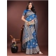 Generic Women's Silk Printed Saree With Unstitched Blouse 5.5Mtr (Sky Blue)