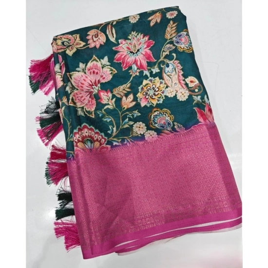 Generic Women's Cotton Silk Floral Printed Saree With Unstitched Blouse 5.5Mtr (Green-Pink) Generic Women's Cotton Silk Floral Printed Saree With Unstitched Blouse 5.5Mtr (Green-Pink)