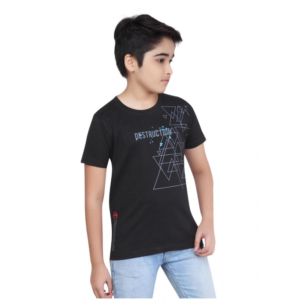 Generic Boy's Cotton Grapic Printed Round Neck T-Shirt (Black) Generic Boy's Cotton Grapic Printed Round Neck T-Shirt (Black)