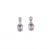 Generic Women's Brass Silver Plated Drop Earrings (Pink)