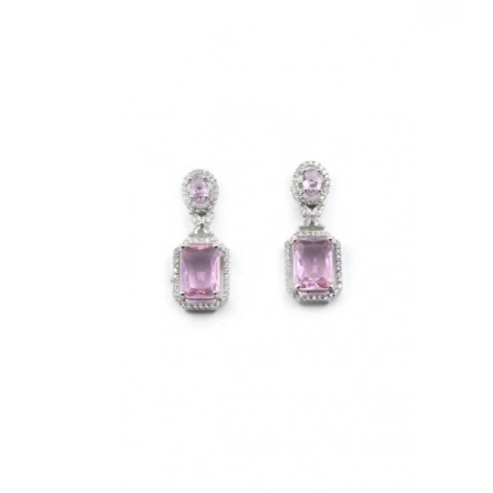 Generic Women's Brass Silver Plated Drop Earrings (Pink) Generic Women's Brass Silver Plated Drop Earrings (Pink)