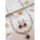 Generic Women's Brass Silver Plated Necklace set (Red) Generic Women's Brass Silver Plated Necklace set (Red)