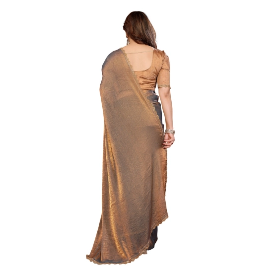 Generic Women's Georgette Printed Saree With Unstitched Blouse 5.5Mtr (Brown)