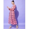 Generic Women's Polyester Check Long Sleeves Shrug (Pink)