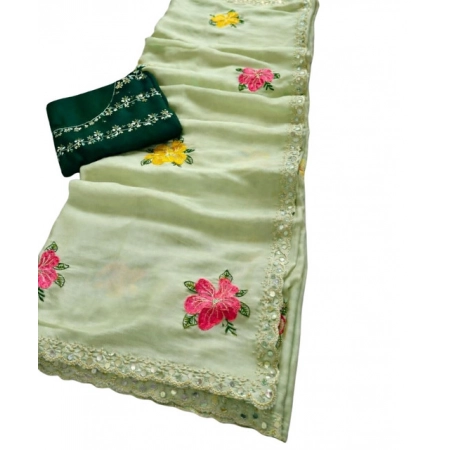 Generic Women's Georgette Embellished Saree With Unstitched Blouse 5.5Mtr (Light Green) Generic Women's Georgette Embellished Saree With Unstitched Blouse 5.5Mtr (Light Green)
