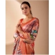 Generic Women's Faux_Silk Printed Saree With Unstitched Blouse 5.5Mtr (Peach)
