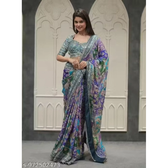 Generic Women's Chiffon Embellished Saree With Unstitched Blouse 5.5Mtr (Multicolor) Generic Women's Chiffon Embellished Saree With Unstitched Blouse 5.5Mtr (Multicolor)