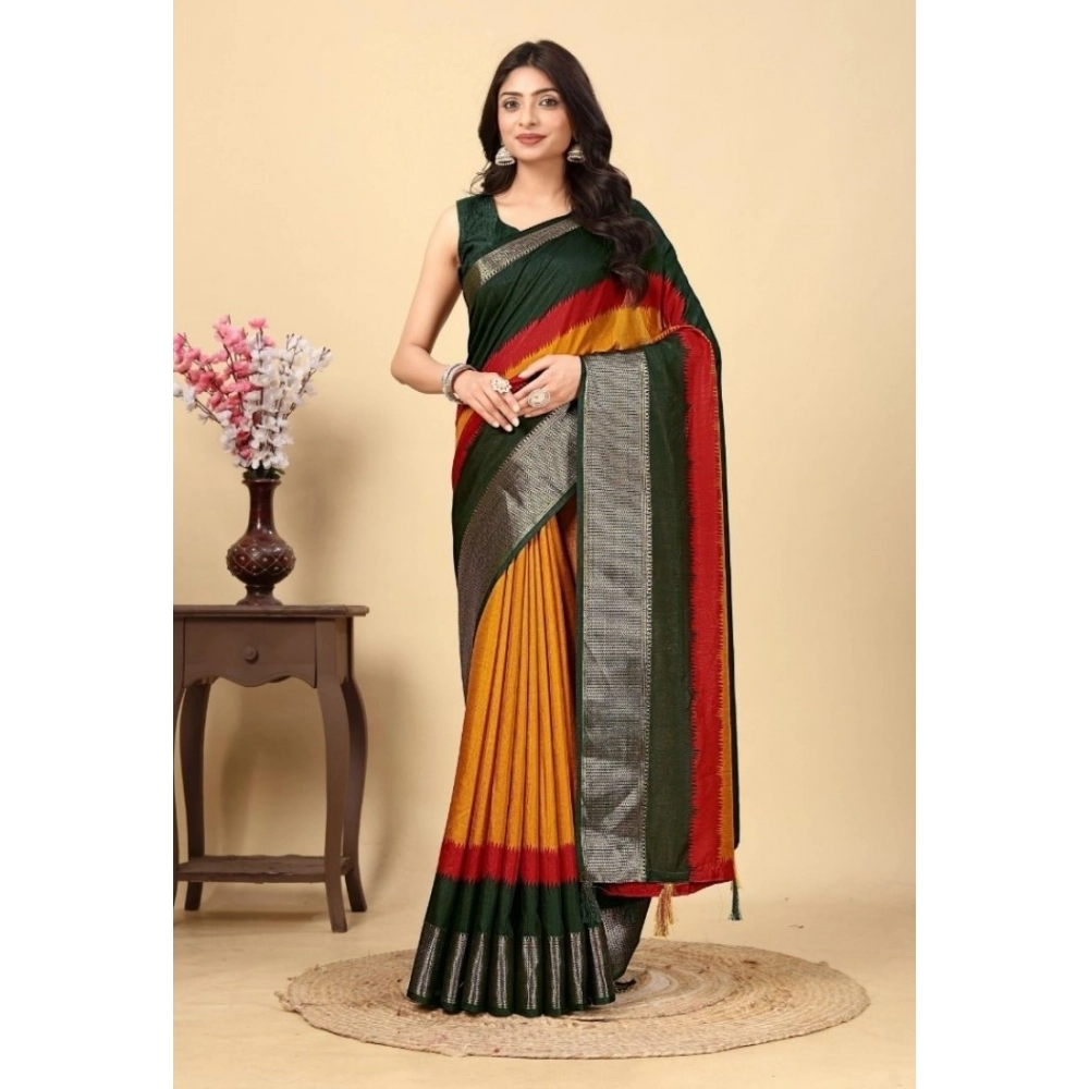 Generic Women's Cotton Silk Solid Saree With Unstitched Blouse 5.5Mtr (Multicolor) Generic Women's Cotton Silk Solid Saree With Unstitched Blouse 5.5Mtr (Multicolor)