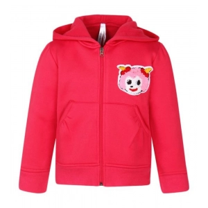 Generic Girl's Fleece Printed Long Sleeves Hoodie Jacket (Magenta)