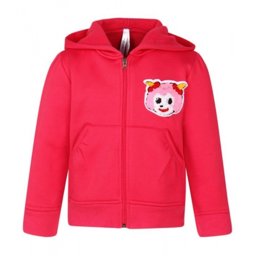 Generic Girl's Fleece Printed Long Sleeves Hoodie Jacket (Magenta)