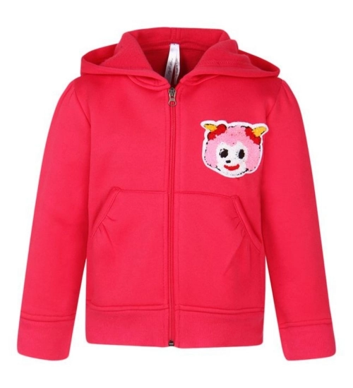 Generic Girl's Fleece Printed Long Sleeves Hoodie Jacket (Magenta)