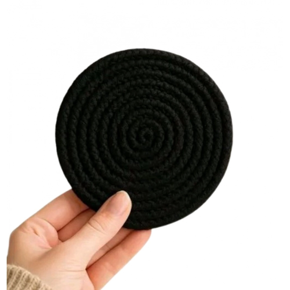 Generic Cotton Rope Drink Coasters 6 Pcs Set (Black)