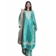 Generic Women's Silk Embroidered 3/4th Sleeve Round Readymade Kurti With Palazzo Pant and Dupatta Set (Sea Green)