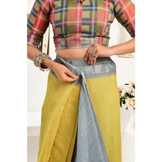 Generic Women's Faux Linen Geometric Ready to wear Saree With Unstitched Blouse 5.5Mtr (Grey) Generic Women's Faux Linen Geometric Ready to wear Saree With Unstitched Blouse 5.5Mtr (Grey)