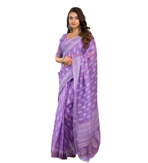 Generic Women's Faux Linen Floral Ready to wear Saree With Unstitched Blouse 5.5Mtr (Lavender) Generic Women's Faux Linen Floral Ready to wear Saree With Unstitched Blouse 5.5Mtr (Lavender)
