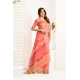 Generic Women's Linen Cotton Printed Ready To Wear With Pocket Saree With Unstitched Blouse 5.5 Mtr (Peach)