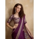 Generic Women's Satin Crepe Printed Saree With Unstitched Blouse 5.5Mtr (Purple)