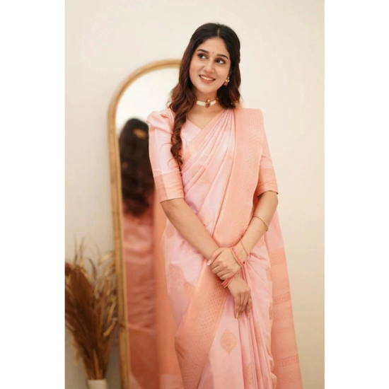 Generic Women's Soft Litchi Silk Jacquard Work Saree With Unstitched Blouse 5.5Mtr (Pink) Generic Women's Soft Litchi Silk Jacquard Work Saree With Unstitched Blouse 5.5Mtr (Pink)