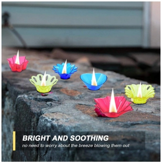 Generic Pack Of 2_Floral Diya Set – Multi-Color Tea Light Holders Set of 12 (Color: Assorted )