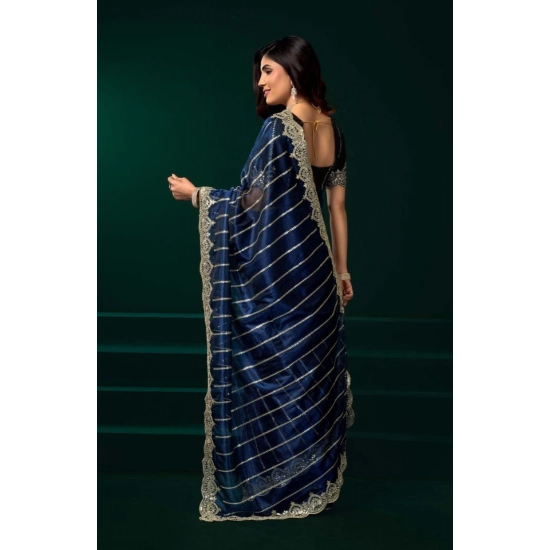 Generic Women's Net Sequence Saree With Unstitched Blouse 5.5Mtr (Blue) Generic Women's Net Sequence Saree With Unstitched Blouse 5.5Mtr (Blue)