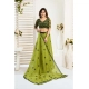 Generic Women's Linen Cotton Printed Ready To Wear Saree With Unstitched Blouse 5.5 Mtr (Green)
