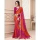 Generic Women's Georgette Bandhani Printed Saree With Unstitched Blouse 5.5Mtr (Orange-Magenta)
