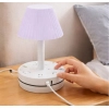 Generic Plastic-LED Ribbed Shade Table Lamp with USB Charging Base (White) Generic Plastic-LED Ribbed Shade Table Lamp with USB Charging Base (White)