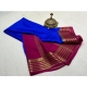 Generic Women's Crepe Chit Pallu Solid Saree With Unstitched Blouse 5.5Mtr (Navy Blue)