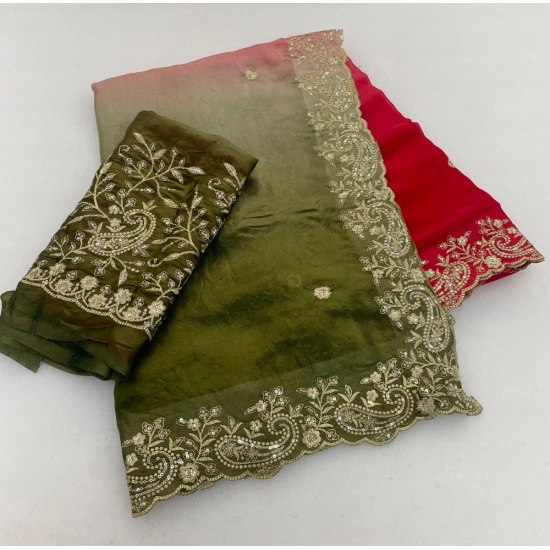 Generic Women's Satin Embellished Saree With Unstitched Blouse 5.5Mtr (Multicolor) Generic Women's Satin Embellished Saree With Unstitched Blouse 5.5Mtr (Multicolor)