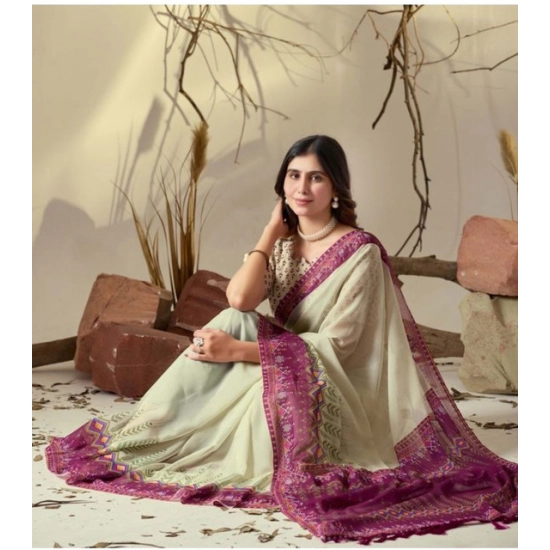 Generic Women's Georgette Printed Saree With Unstitched Blouse 5.5Mtr (Light_Green)