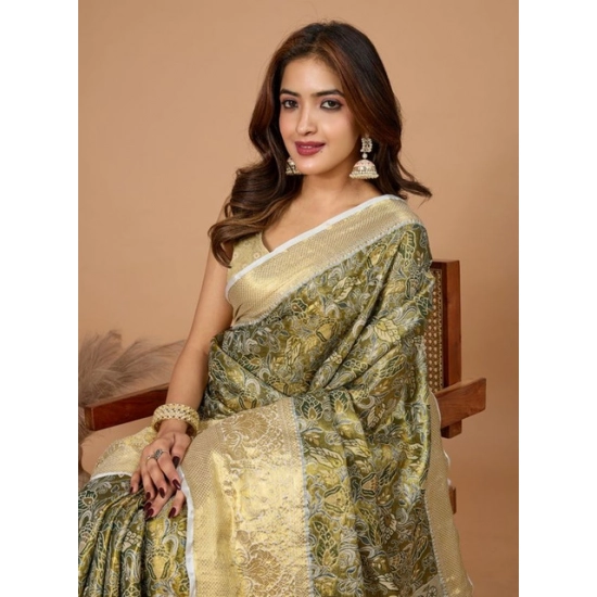 Generic Women's Jacquard Saree With Unstitched Blouse 5.5Mtr (Olive) Generic Women's Jacquard Saree With Unstitched Blouse 5.5Mtr (Olive)