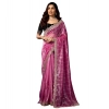 Generic Women's Net Sequence Saree With Unstitched Blouse 5.5Mtr (Pink)