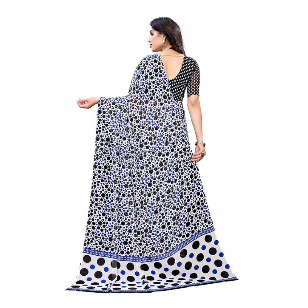 Generic Women's Georgette Printed Saree With Unstitched Blouse 5.5Mtr (Blue) Generic Women's Georgette Printed Saree With Unstitched Blouse 5.5Mtr (Blue)