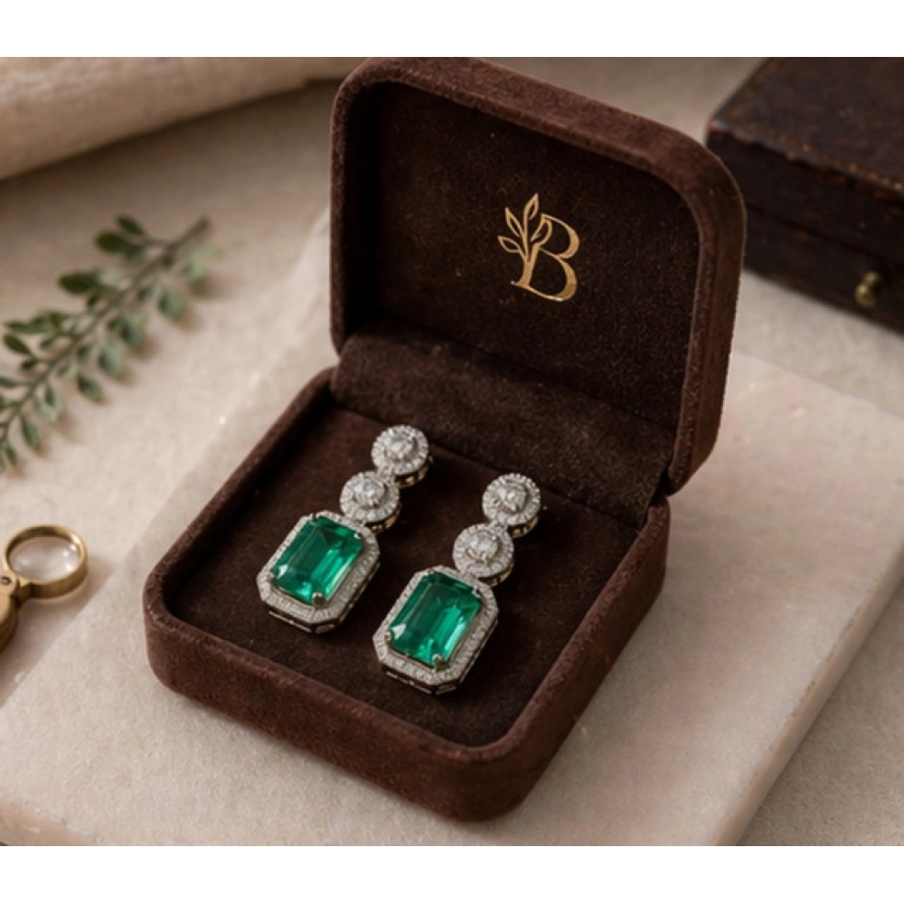 Generic Women's Brass Silver Plated Drop Earrings (Green) Generic Women's Brass Silver Plated Drop Earrings (Green)