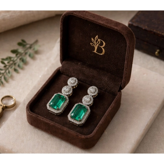 Generic Women's Brass Silver Plated Drop Earrings (Green) Generic Women's Brass Silver Plated Drop Earrings (Green)