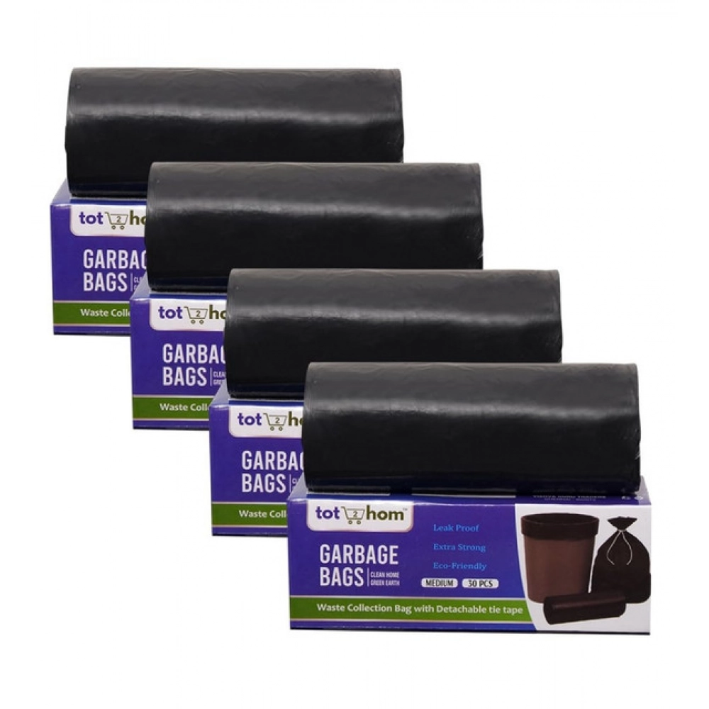 Generic Pack of 4 Plastic 19 x 21 Inches Garbage Bag (Black)