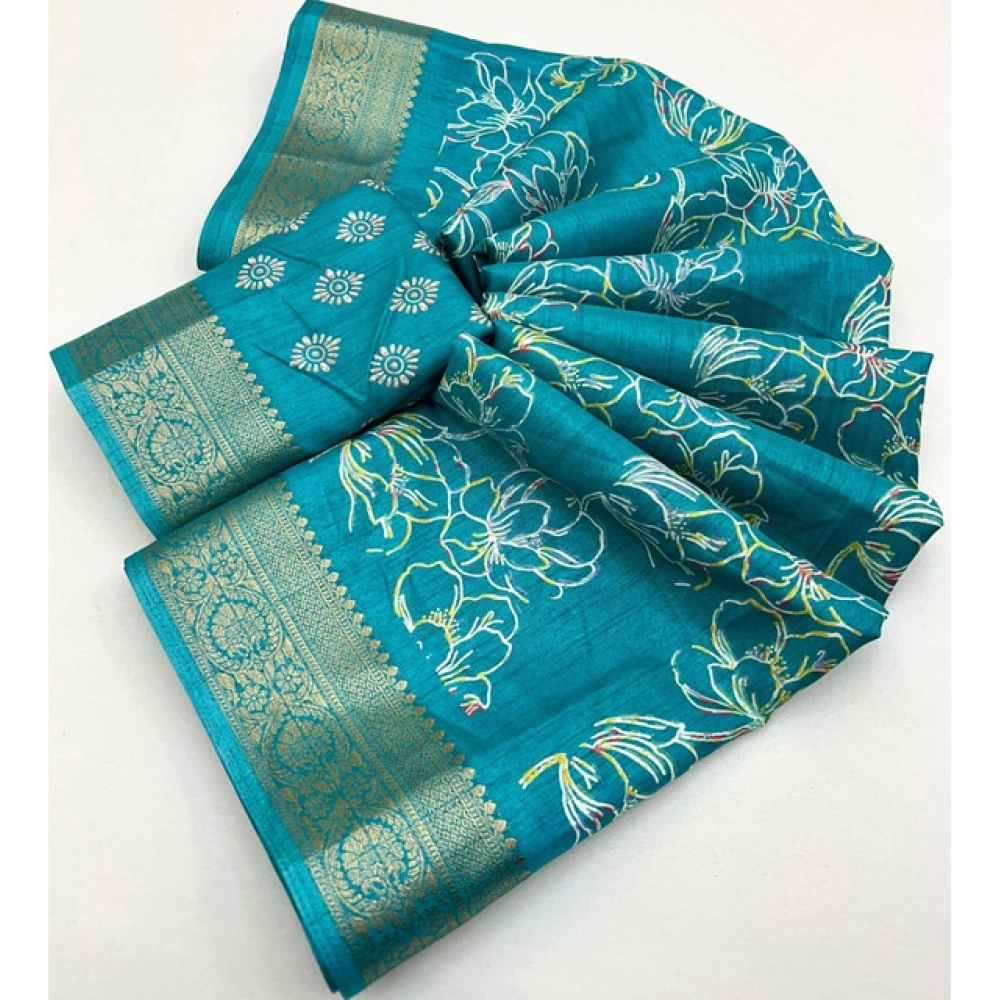 Generic Women's Cotton Silk Floral Printed Saree With Unstitched Blouse 5.5Mtr (Rama) Generic Women's Cotton Silk Floral Printed Saree With Unstitched Blouse 5.5Mtr (Rama)