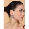 Generic Women's Brass Silver Plated Drop Earrings (Green) Generic Women's Brass Silver Plated Drop Earrings (Green)