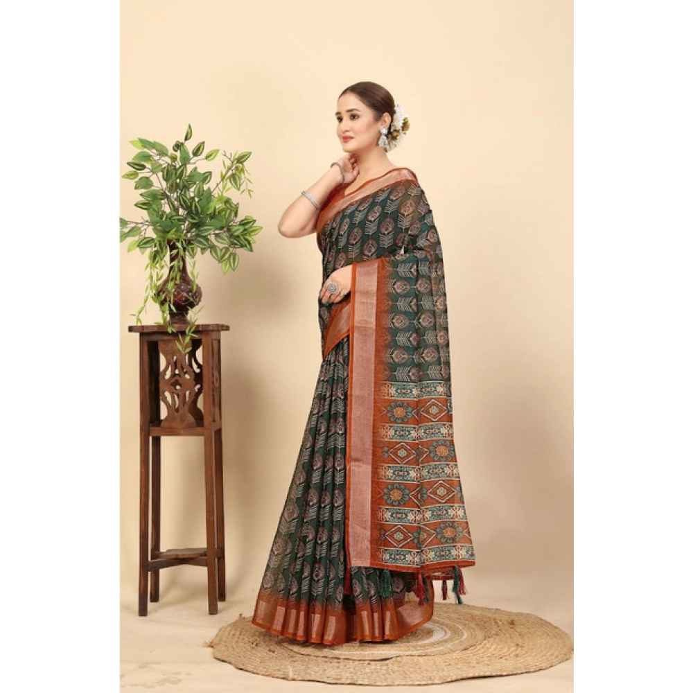 Generic Women's Cotton Silk Printed Saree With Unstitched Blouse 5.5Mtr (Multicolor) Generic Women's Cotton Silk Printed Saree With Unstitched Blouse 5.5Mtr (Multicolor)