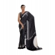 Generic Women's Satin Crepe Printed Saree With Unstitched Blouse 5.5Mtr (Black)